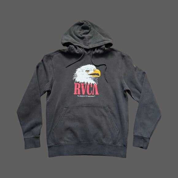RVCA Bird of Prey Pullover Hoodie Faded Black Size S NWT - Picture 1 of 8